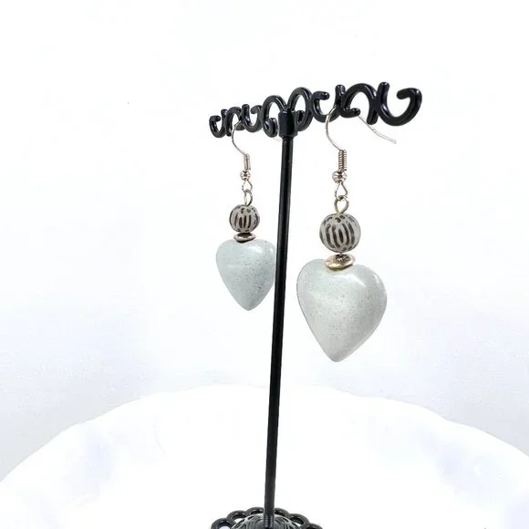 NWOT - BOHO Vibes Pale Green Bubble Heart Gold Tone Fishhook Earrings - Picture 3 of 5